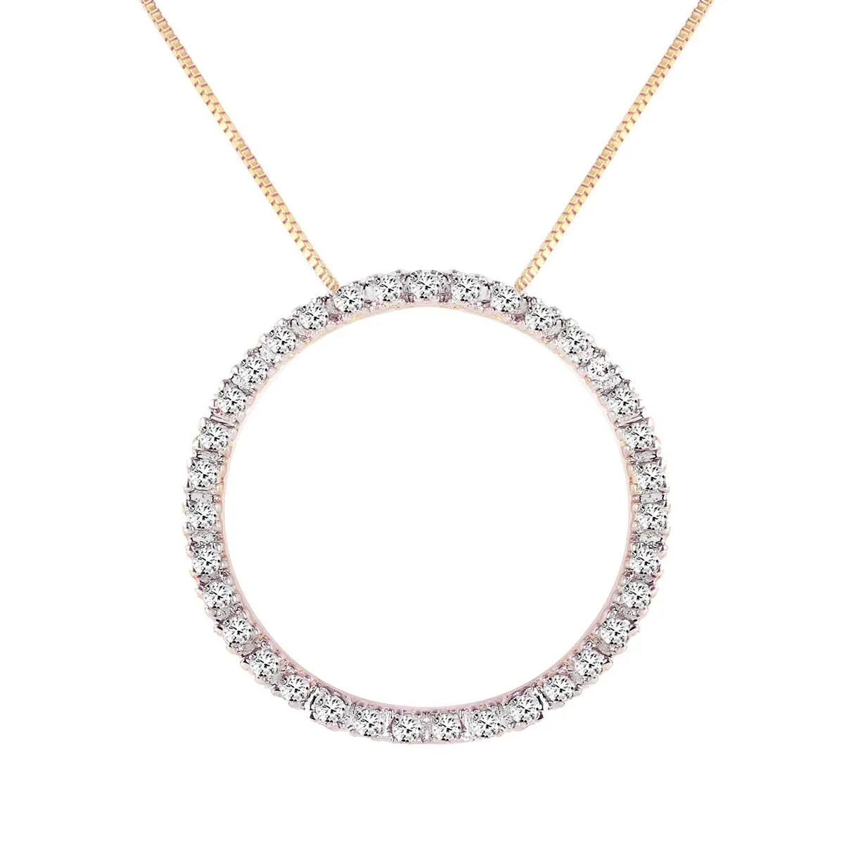 0.52 Carat 14K Solid Yellow Gold Diamond Circle Of Love Necklace