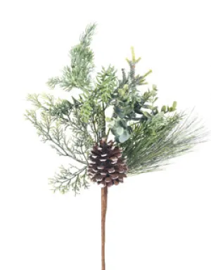 18" Mixed Evergreen Foliage with Pine Cone Pick