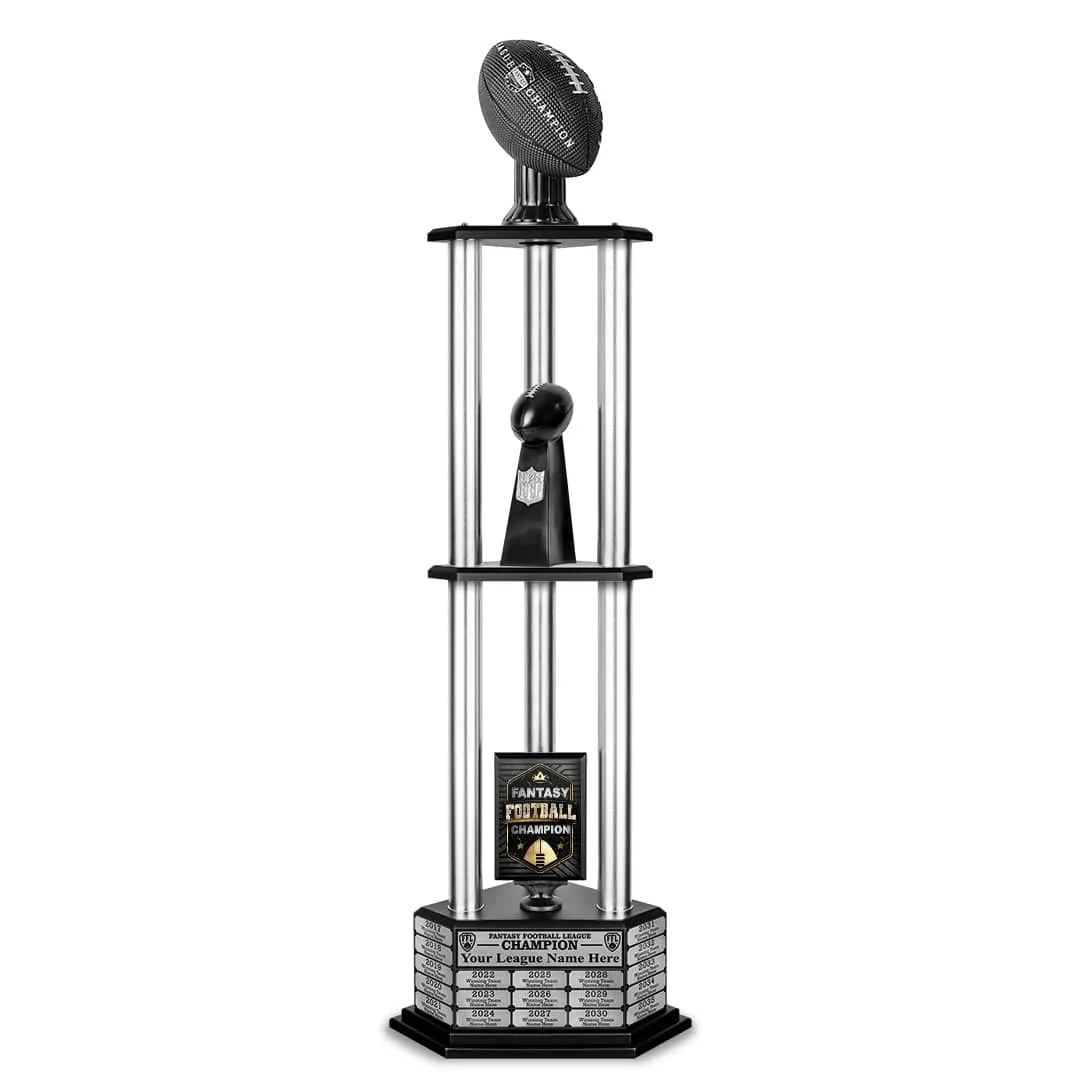 26"-56" Perpetual Fantasy Football Trophy - Black Football