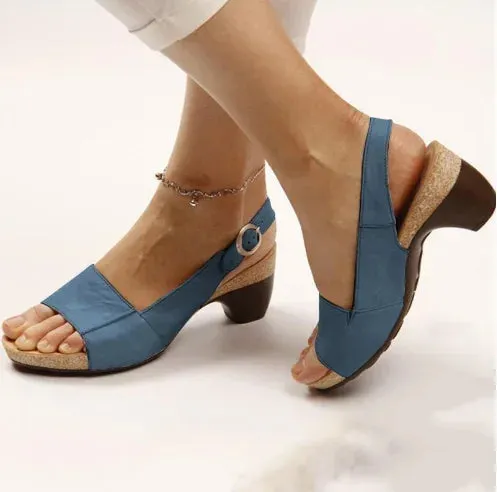 Aiertu Women's Roman Sandals Summer New Buckle Retro Beach Fish Mouth Shoes Casual Non-Slip Open Toe Women Sandals Plus Size 35~43