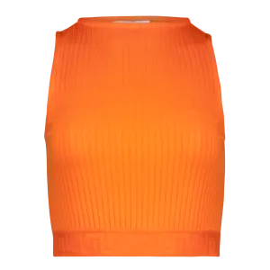 ALEXA ORANGE HIGH NECK CROPPED TOP