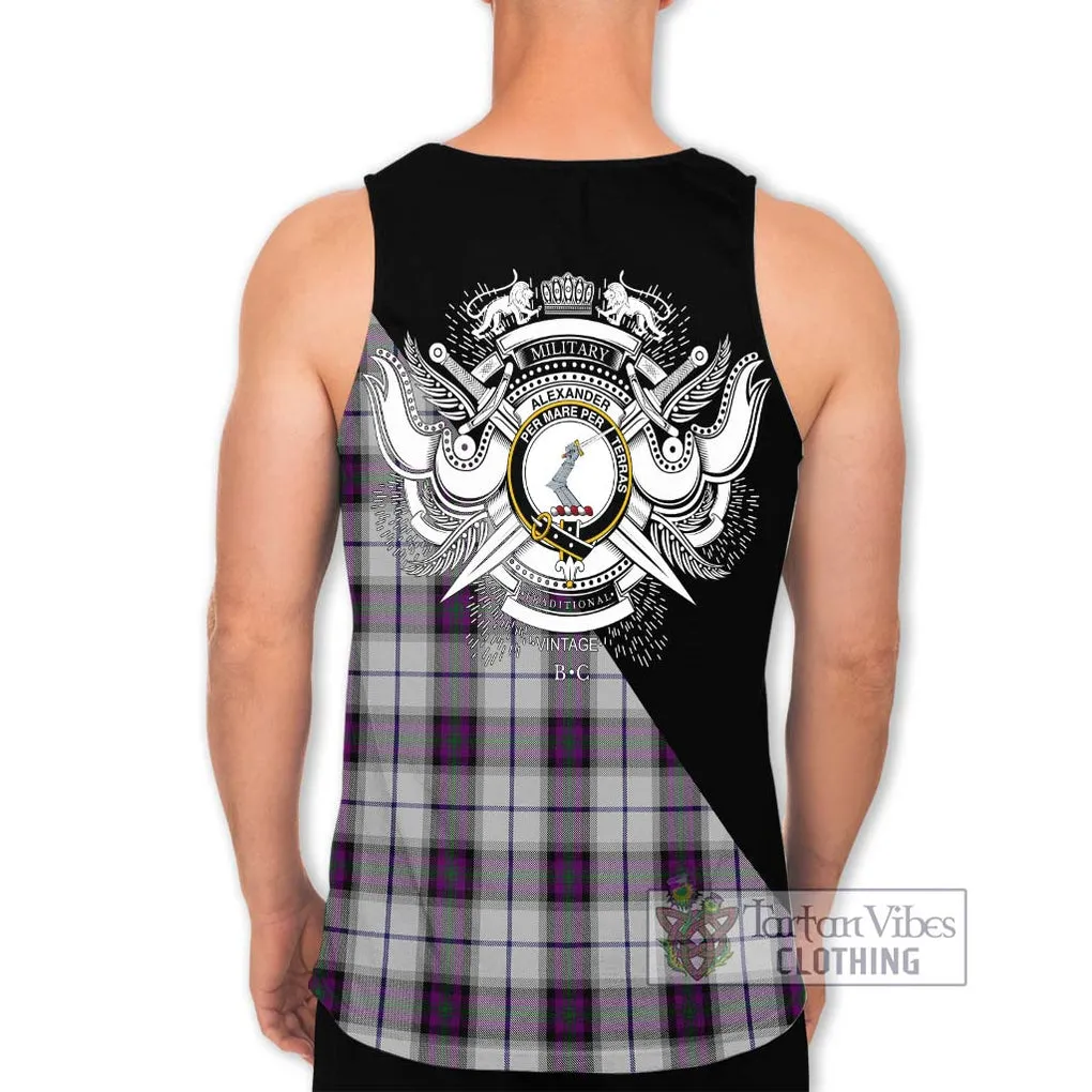 Alexander of Menstry Dress Tartan Men's Tank Top with Family Crest and Military Logo Style