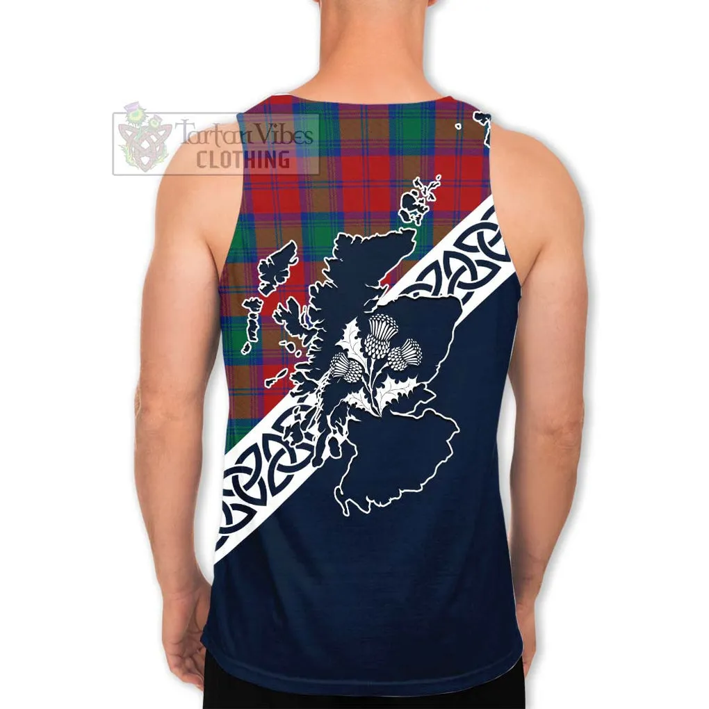 Auchinleck (Affleck) Tartan Men's Tank Top Featuring Thistle and Scotland Map