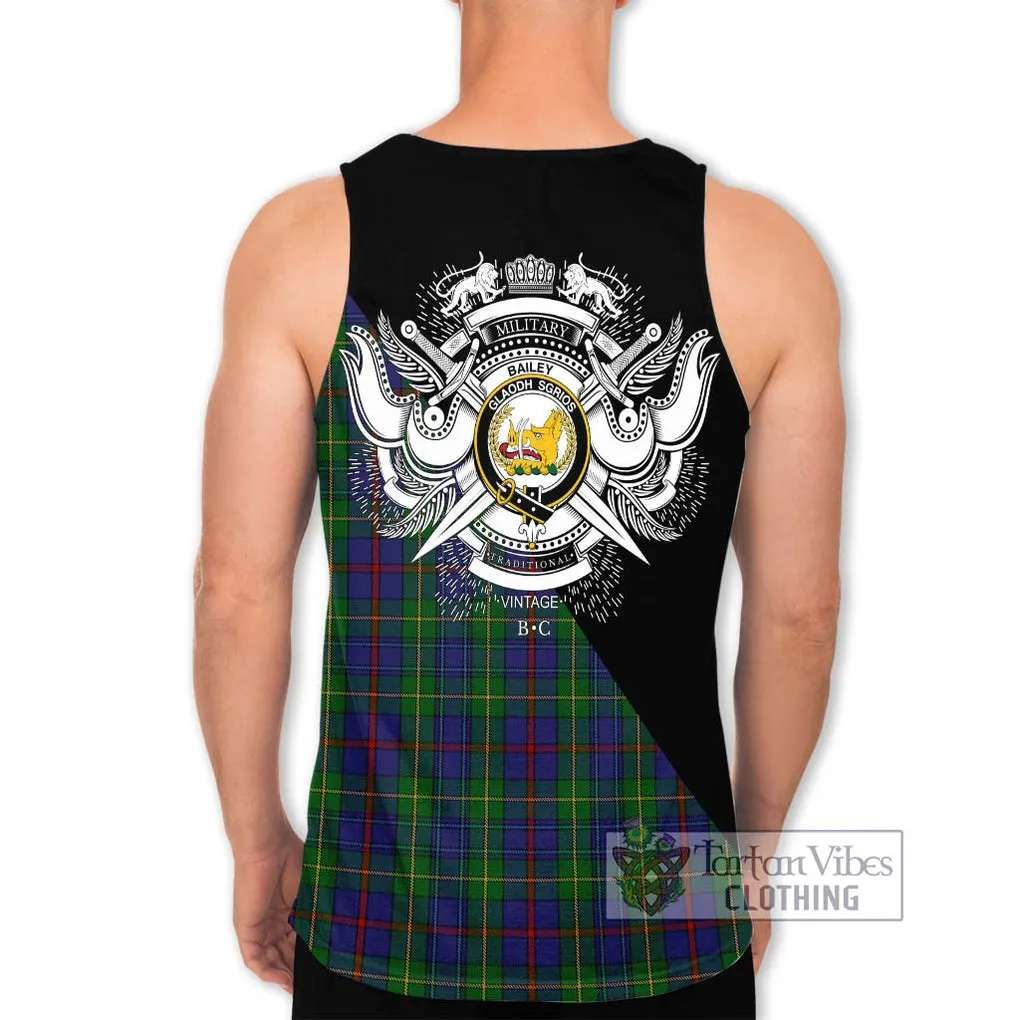 Bailey Tartan Men's Tank Top with Family Crest and Military Logo Style