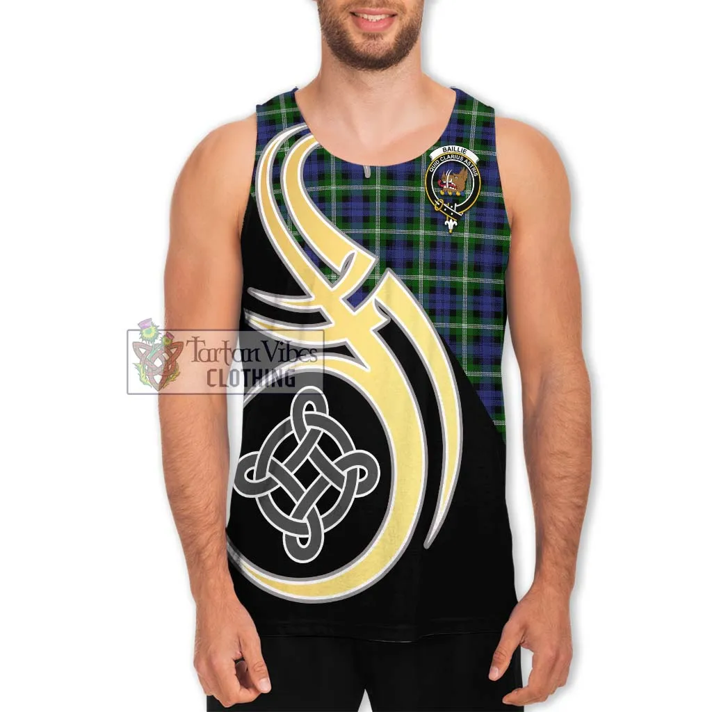 Baillie of Polkemmet Tartan Men's Tank Top with Family Crest and Celtic Symbol Style
