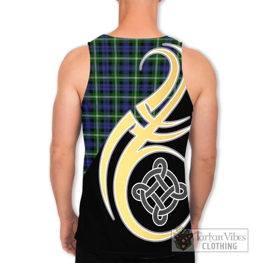 Baillie of Polkemmet Tartan Men's Tank Top with Family Crest and Celtic Symbol Style