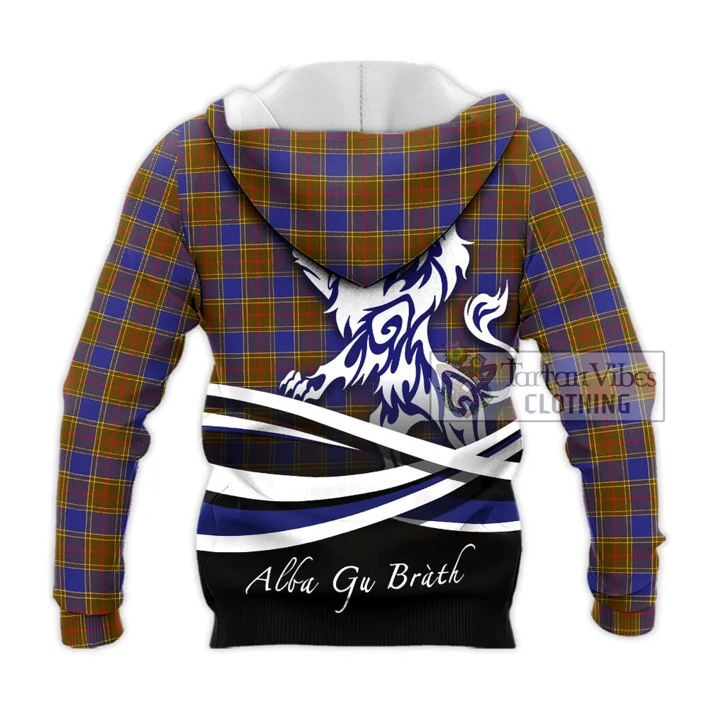 Balfour Tartan Knitted Hoodie with Alba Gu Brath Regal Lion Emblem