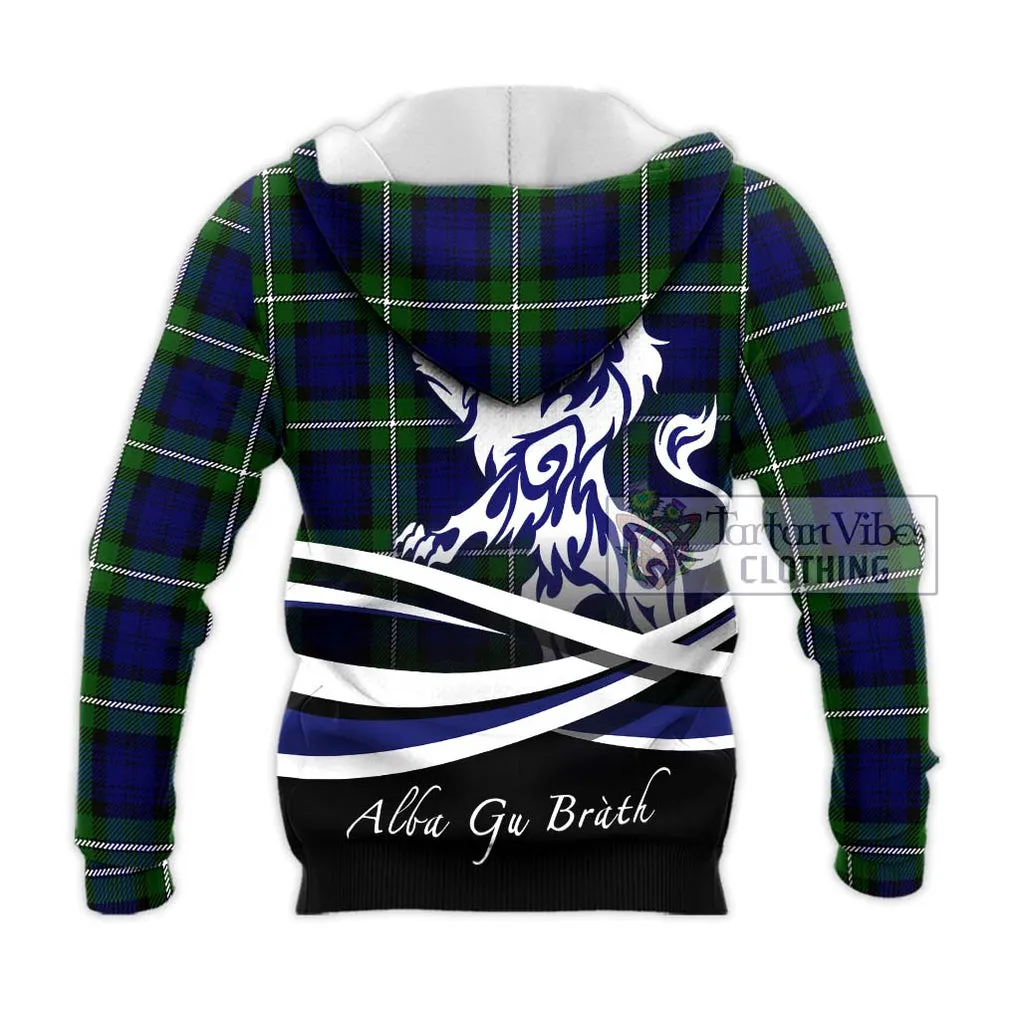 Bannerman Tartan Knitted Hoodie with Alba Gu Brath Regal Lion Emblem