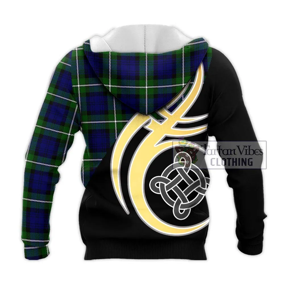 Bannerman Tartan Knitted Hoodie with Family Crest and Celtic Symbol Style