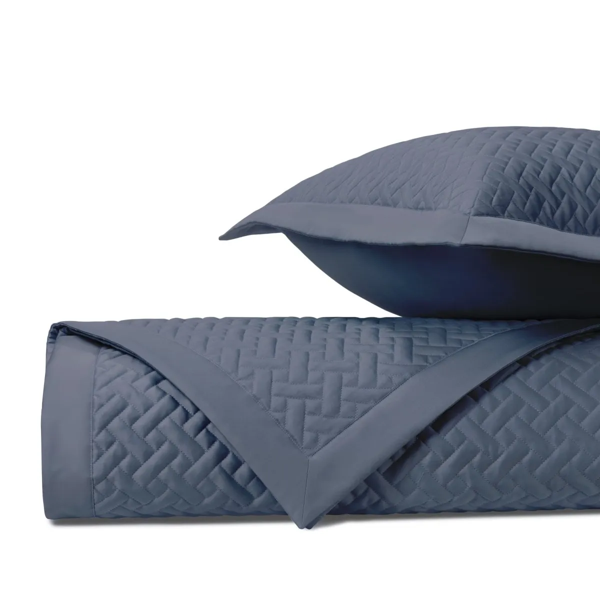 Basketweave Quilted Stone Blue by Home Treasures