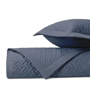 Basketweave Quilted Stone Blue by Home Treasures