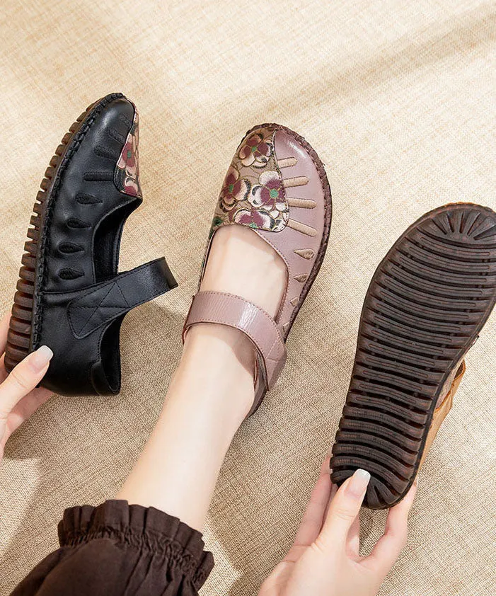Beautiful Buckle Strap Flats Light Purple Splicing Cowhide Leather LC0529