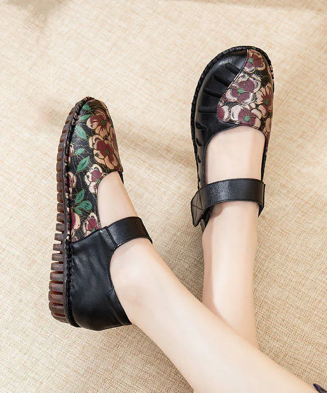 Beautiful Buckle Strap Flats Light Purple Splicing Cowhide Leather LC0529