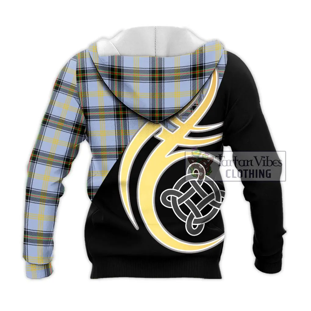 Bell of the Borders Tartan Knitted Hoodie with Family Crest and Celtic Symbol Style