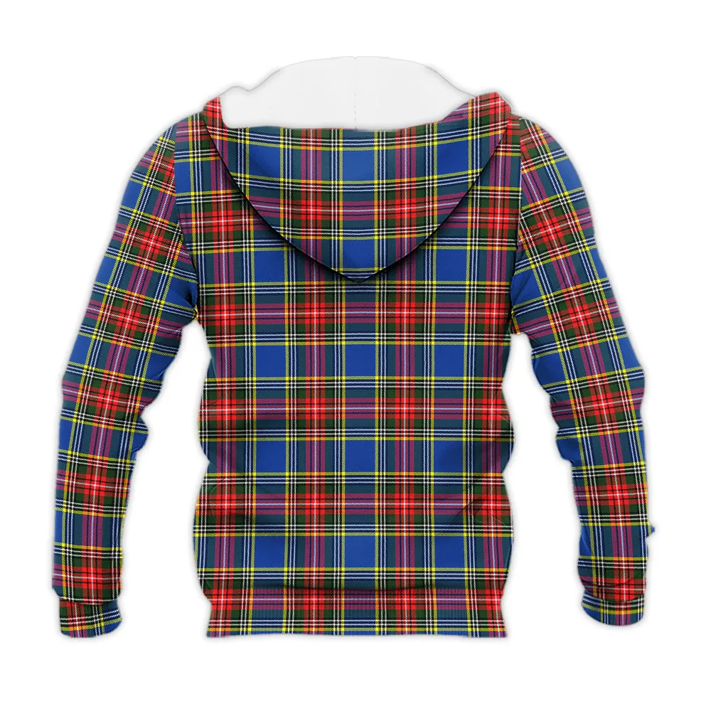 Bethune Tartan Knitted Hoodie with Family Crest
