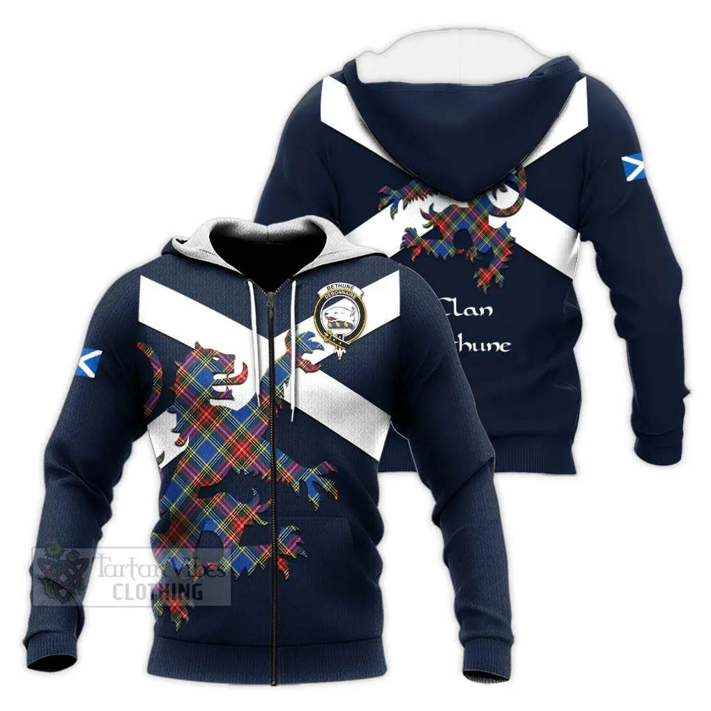 Bethune Tartan Lion Rampant Knitted Hoodie Proudly Display Your Heritage with Alba Gu Brath and Clan Name
