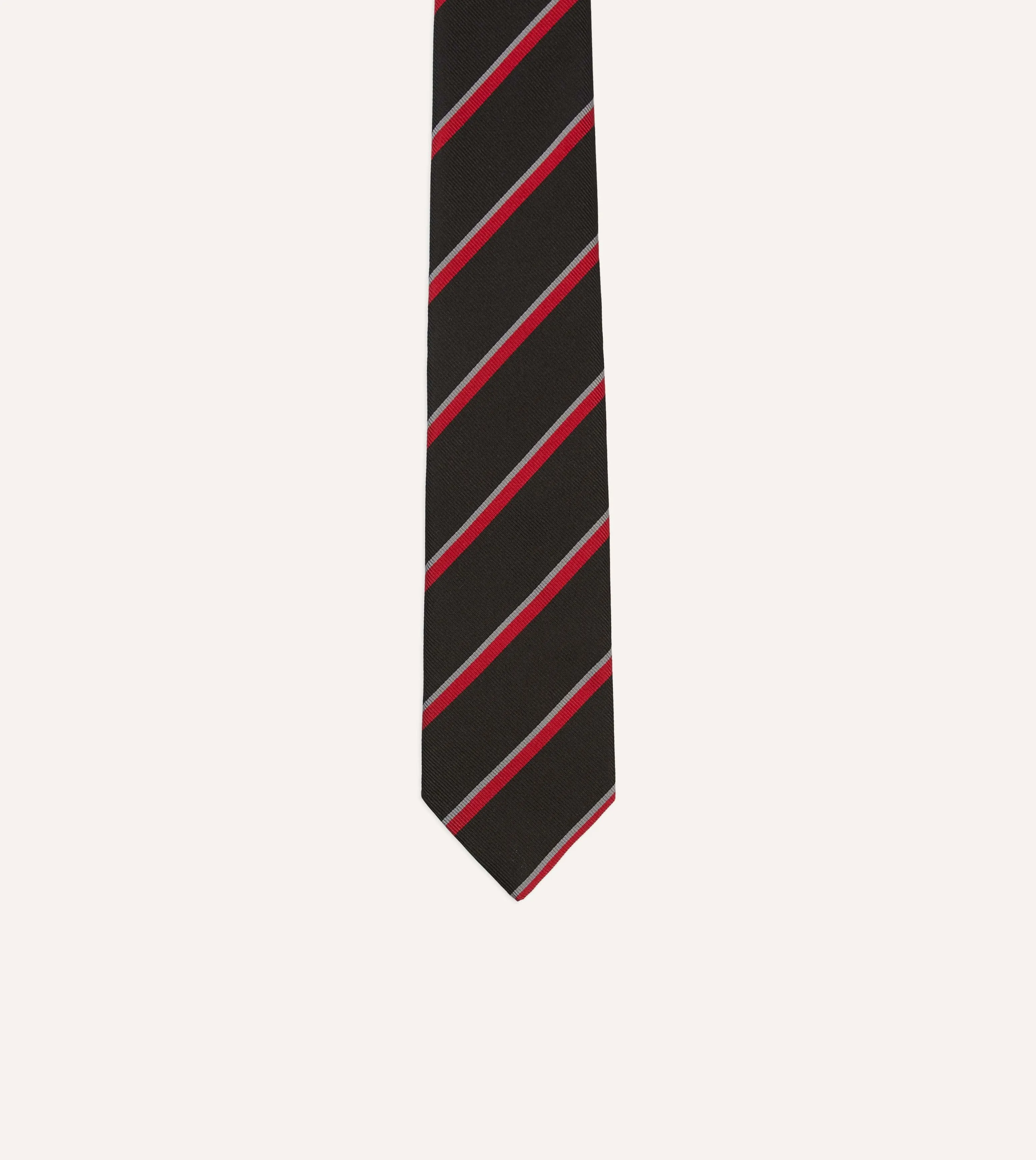 Black and Red Stripe Tipped Repp Silk Tie