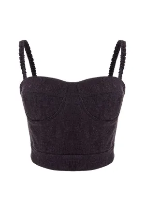 BLACK DENIM QUILTED CORSET