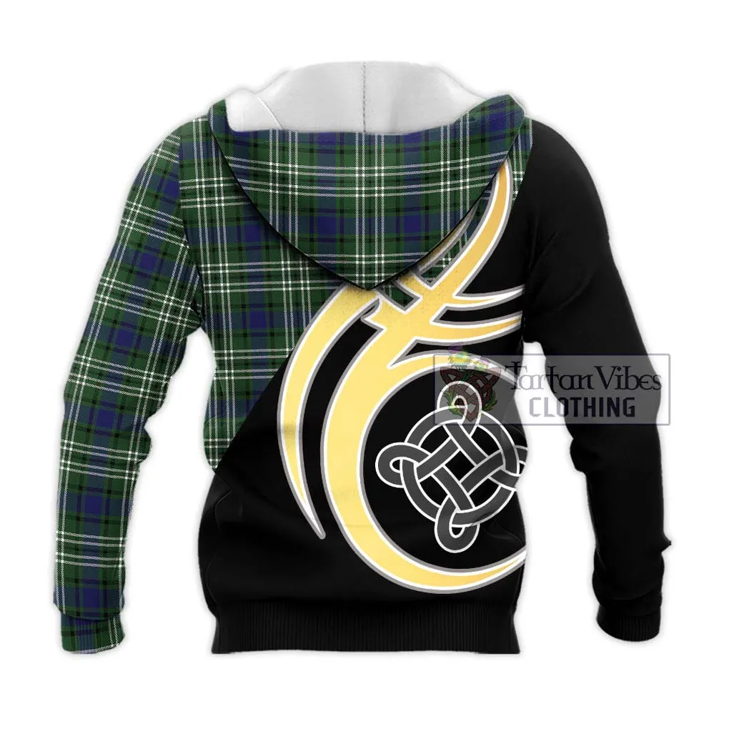 Blyth Tartan Knitted Hoodie with Family Crest and Celtic Symbol Style