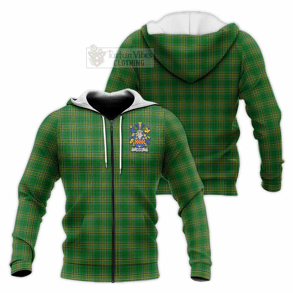Boyd of Danson Irish Clan Tartan Knitted Hoodie with Coat of Arms
