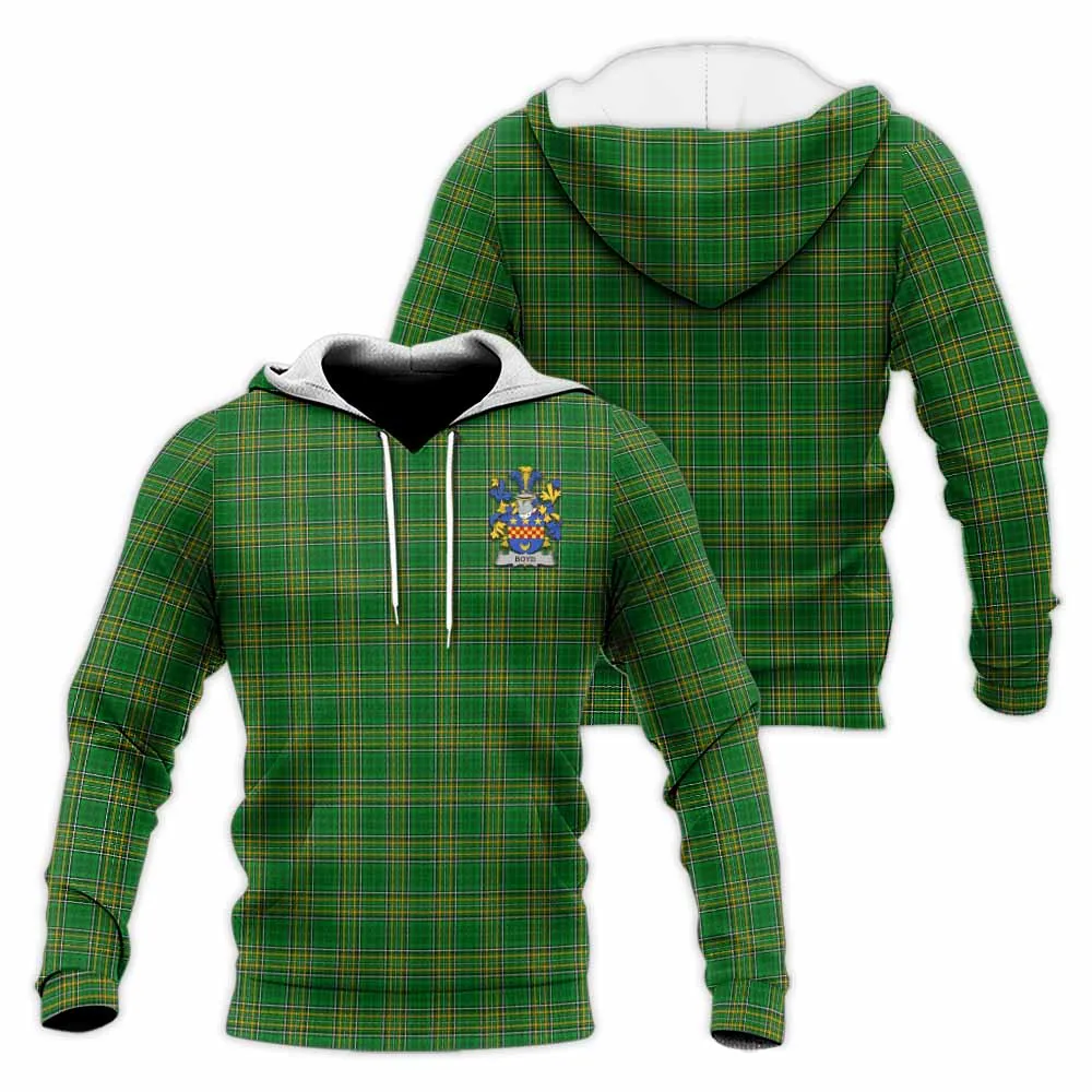 Boyd of Danson Irish Clan Tartan Knitted Hoodie with Coat of Arms