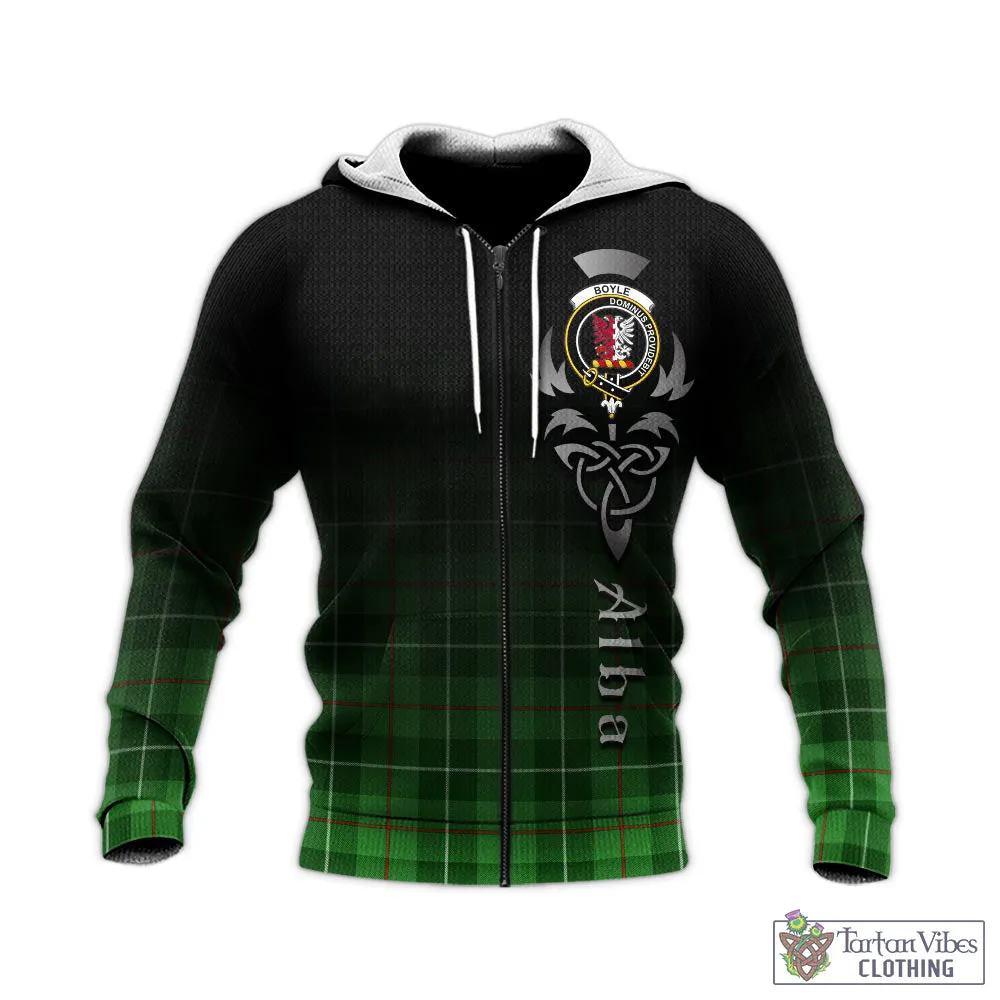 Boyle Tartan Knitted Hoodie Featuring Alba Gu Brath Family Crest Celtic Inspired