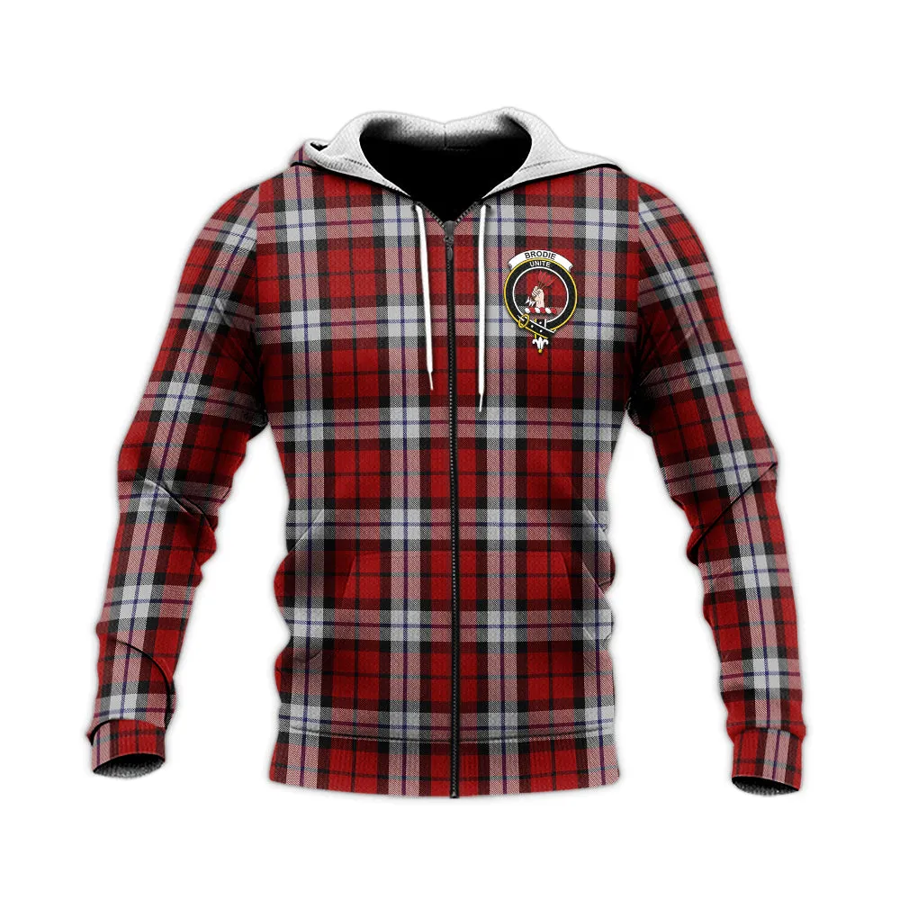 Brodie Dress Tartan Knitted Hoodie with Family Crest
