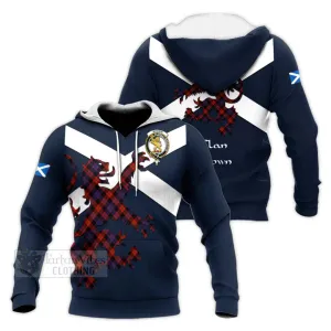 Brown (Broun) Tartan Lion Rampant Knitted Hoodie Proudly Display Your Heritage with Alba Gu Brath and Clan Name