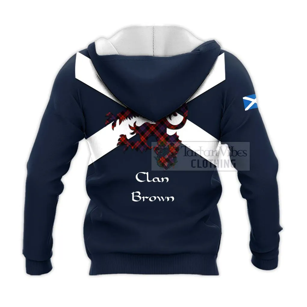 Brown (Broun) Tartan Lion Rampant Knitted Hoodie Proudly Display Your Heritage with Alba Gu Brath and Clan Name