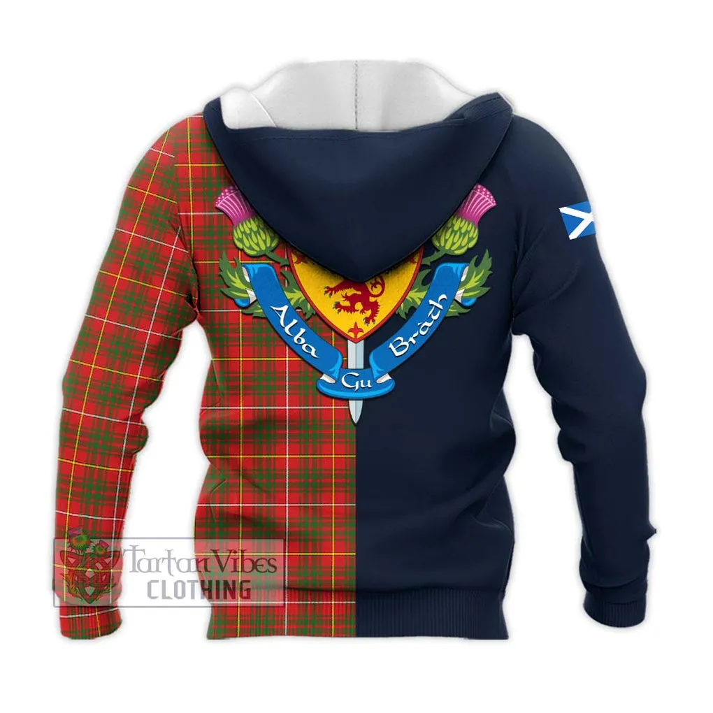 Bruce Modern Tartan Knitted Hoodie Alba with Scottish Lion Royal Arm Half Style