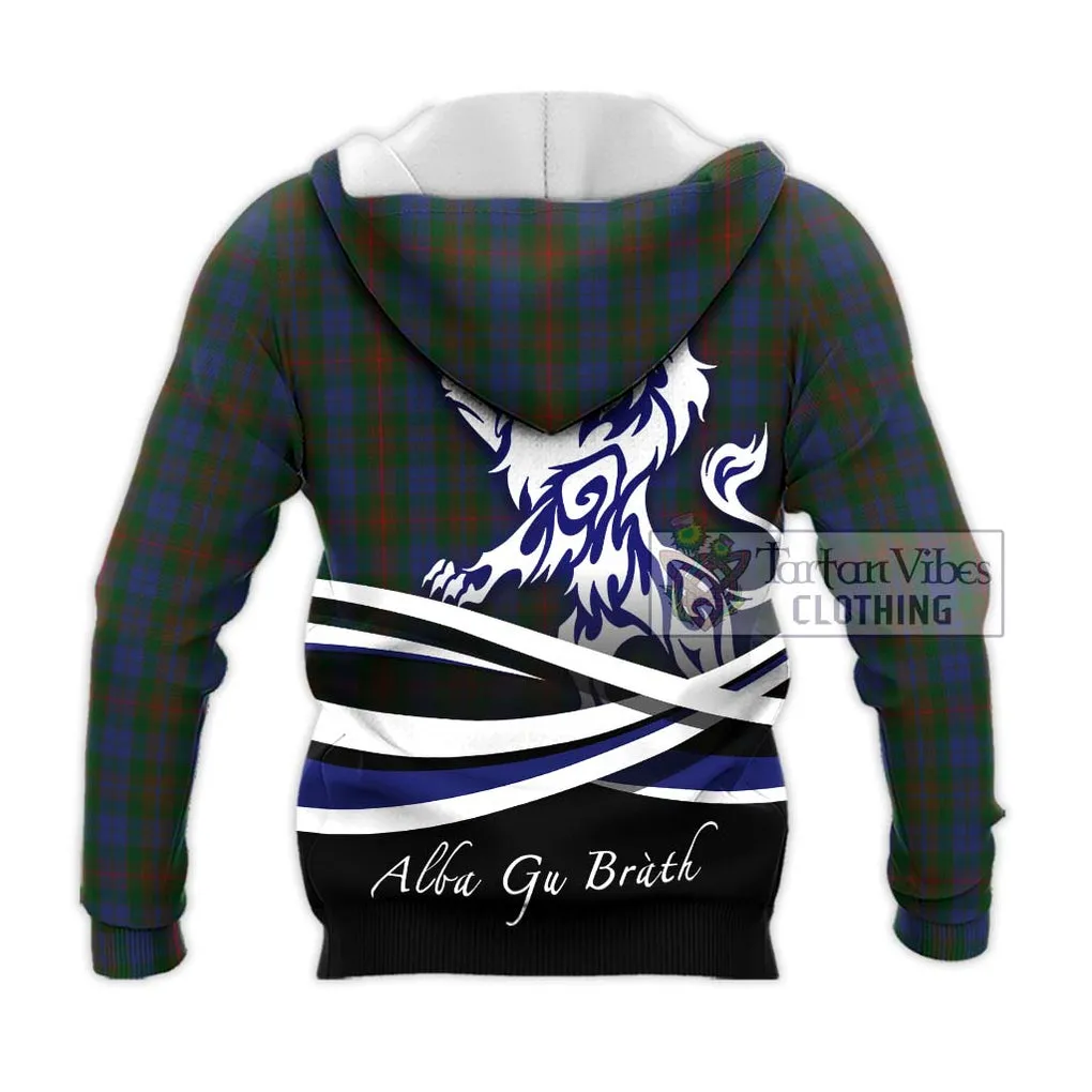 Buchanan Hunting Tartan Knitted Hoodie with Alba Gu Brath Regal Lion Emblem