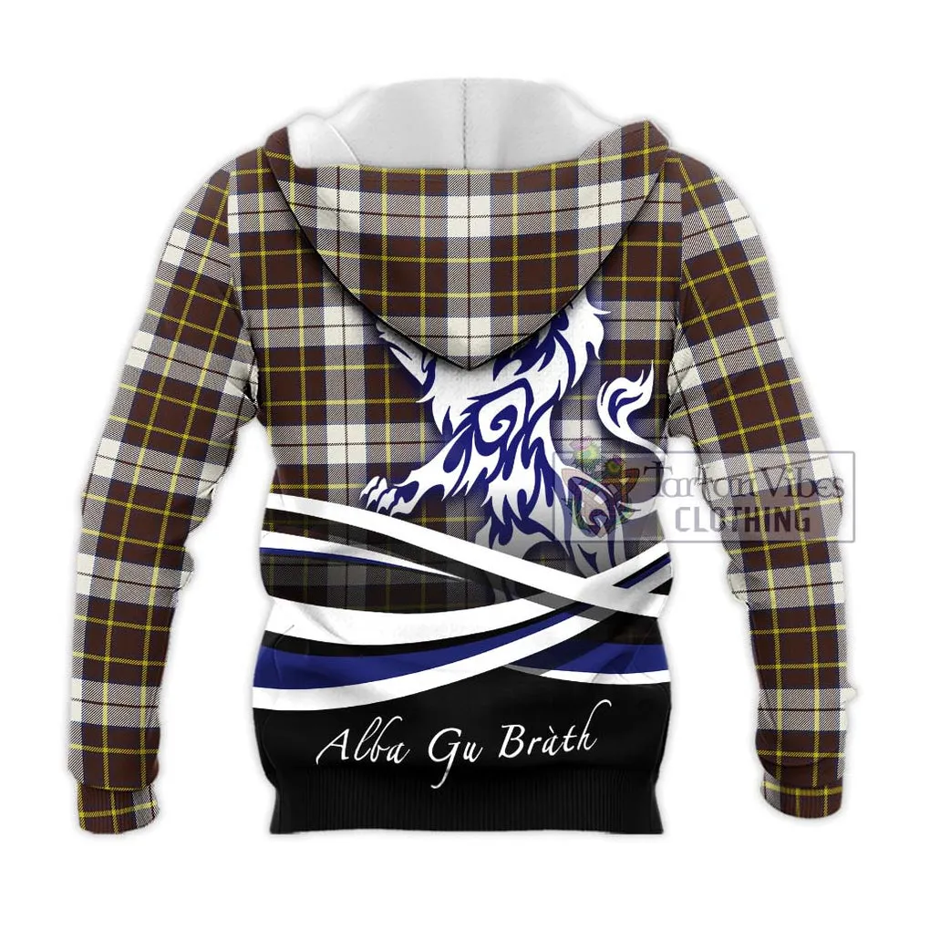 Burns Battalion Weathered Tartan Knitted Hoodie with Alba Gu Brath Regal Lion Emblem