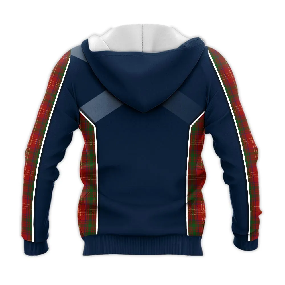 Burns Tartan Knitted Hoodie with Family Crest and Scottish Thistle Vibes Sport Style