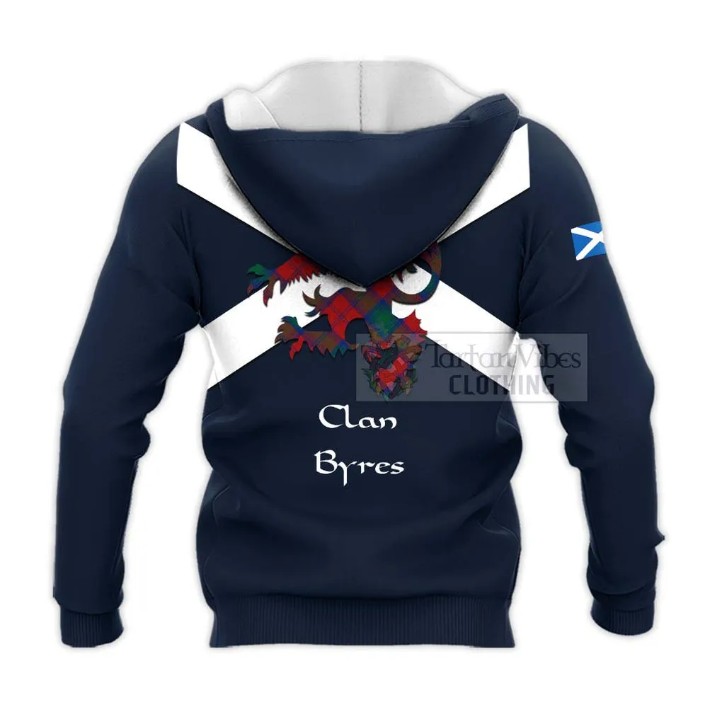 Byres (Byses) Tartan Lion Rampant Knitted Hoodie Proudly Display Your Heritage with Alba Gu Brath and Clan Name