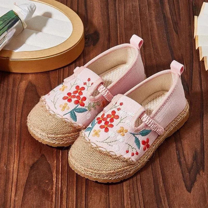 Children's Casual Shoes - Girls Soft Flat - Garden Flowers - TSS214