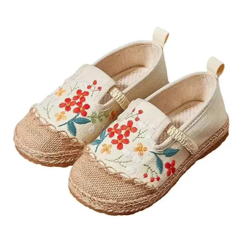 Children's Casual Shoes - Girls Soft Flat - Garden Flowers - TSS214