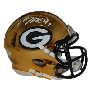 Davante Adams Packers Autographed CHROME Mini Speed Football Helmet (JSA)