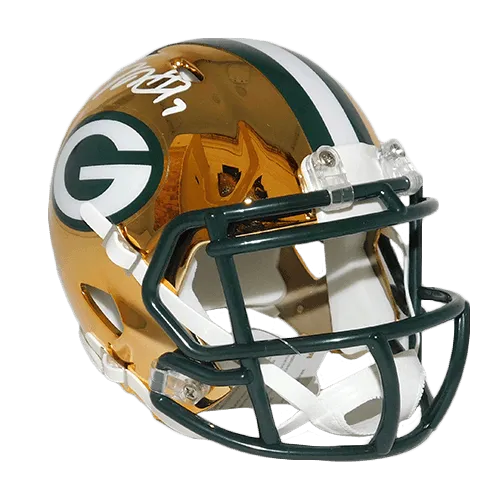 Davante Adams Packers Autographed CHROME Mini Speed Football Helmet (JSA)