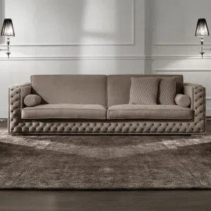 Diamond Cut Deep Button Box Velvet Sofa