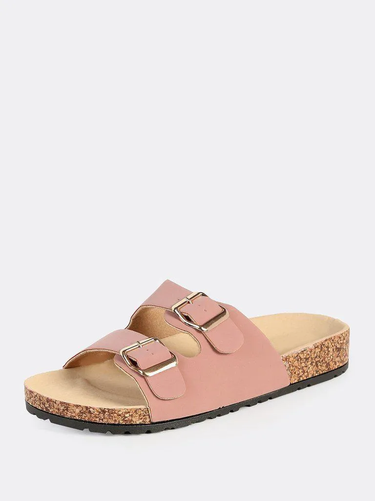 Double Buckle Nubuck Sandals DARK MAUVE