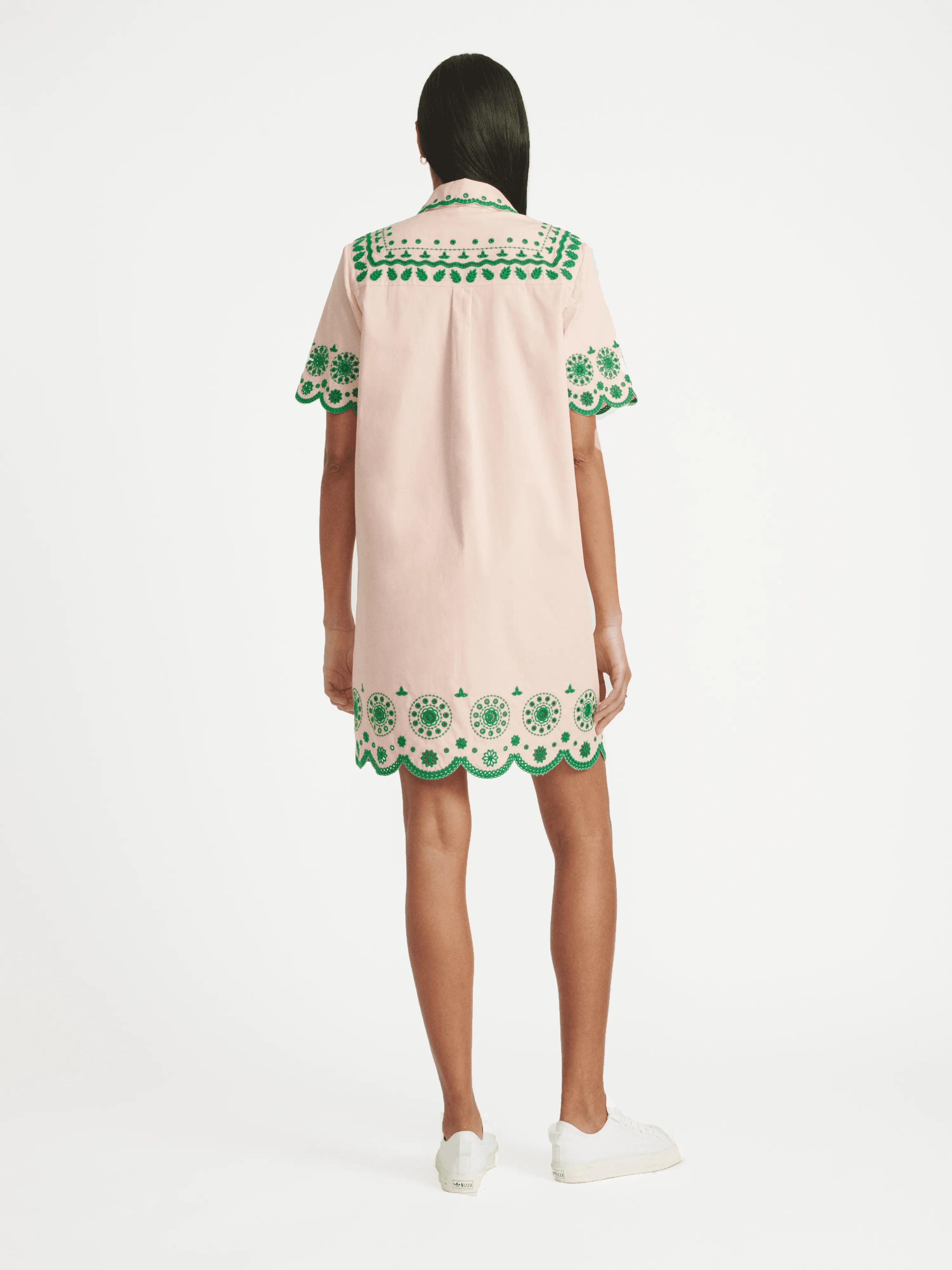 Dree Cotton Broderie-anglaise Shirt Dress in Blush Pink Apple