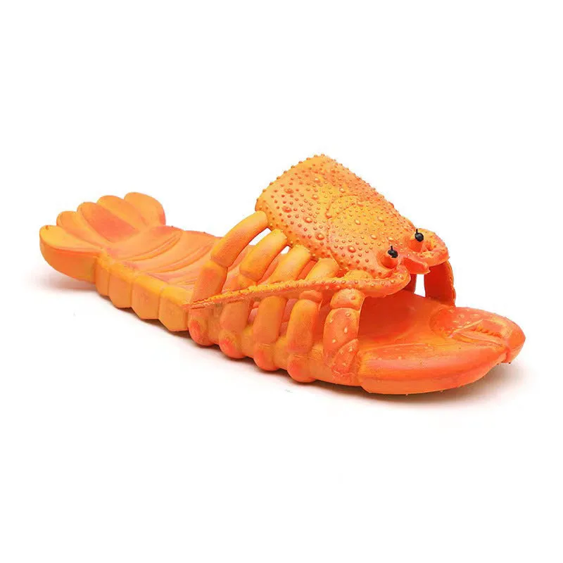 Dunnmall New Summer  Men and Women Couple Slippers Parent-Child Children Beach Slippers Play outside Wear Funny Crayfish
