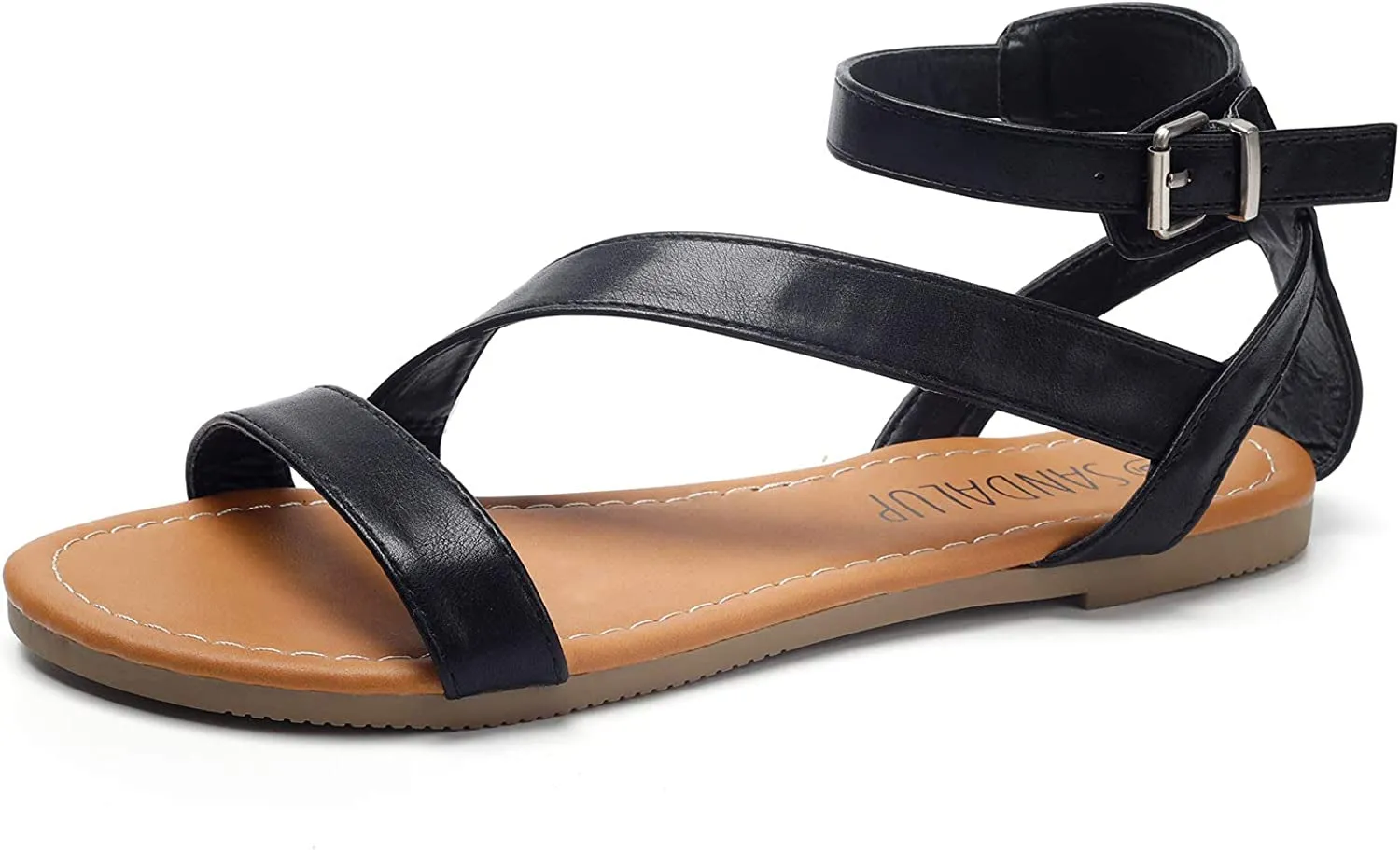 Flat Sandals with Oblique Band for Women