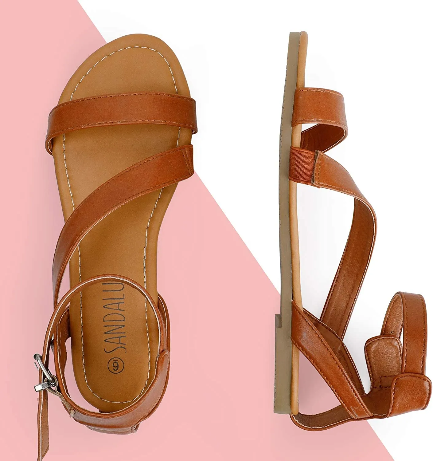 Flat Sandals with Oblique Band for Women