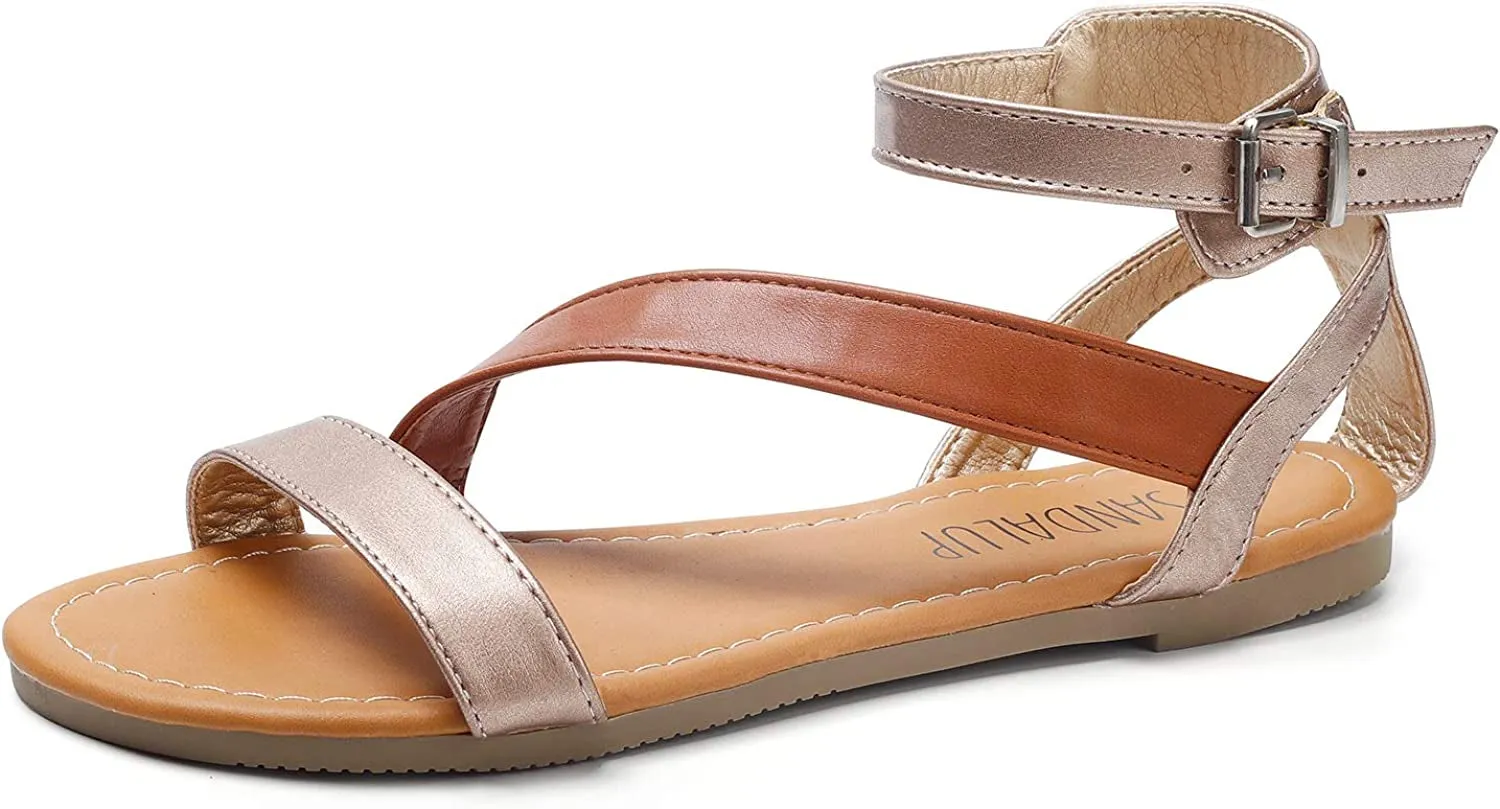 Flat Sandals with Oblique Band for Women