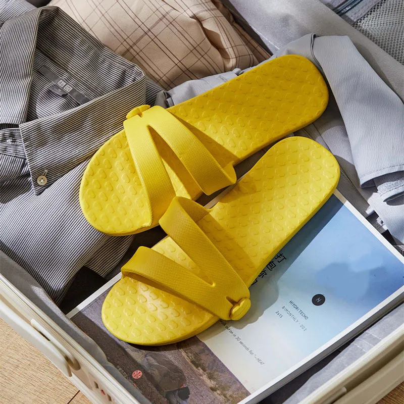 Folding Travel Slippers Hotel House Shoes Removable Non-slip Bathroom Slippers Summer Unisex Slides