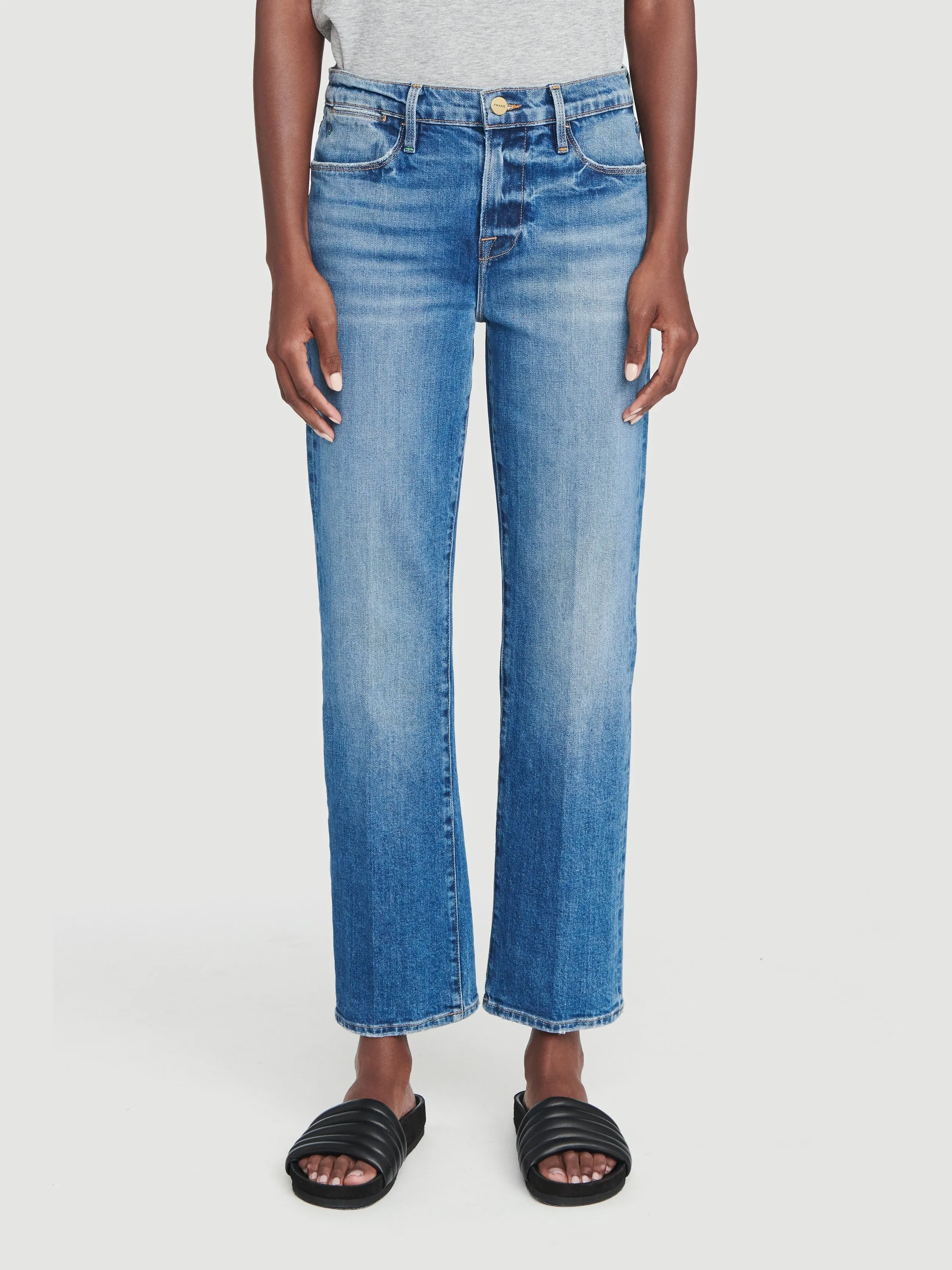 Frame - Le High Straight High Rise Jeans in Hagen