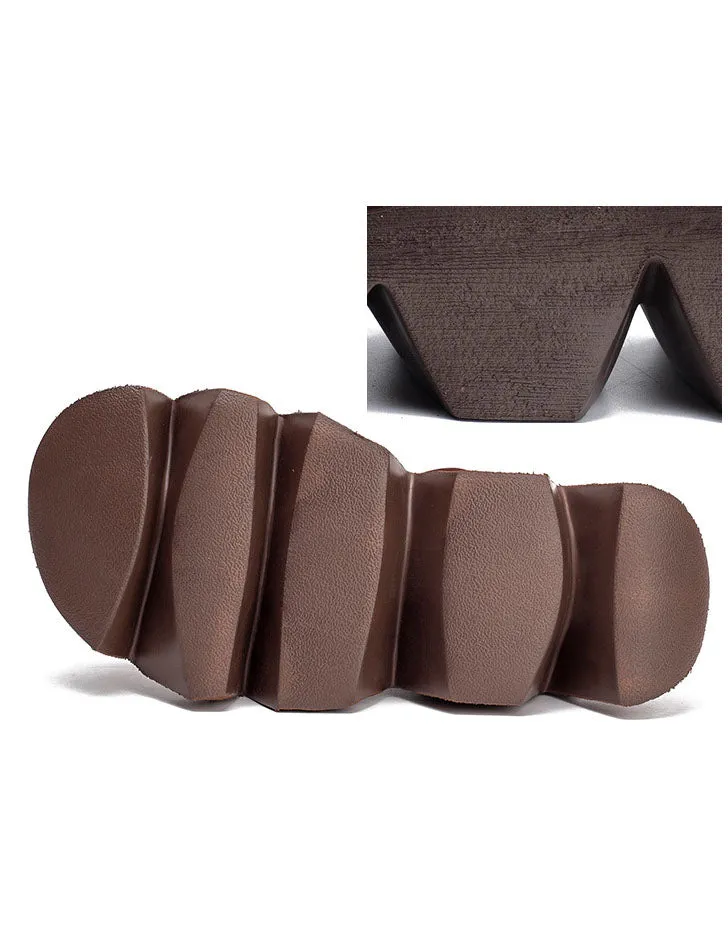 Front Velcro Hollow Retro Platform Cut-out Sandals