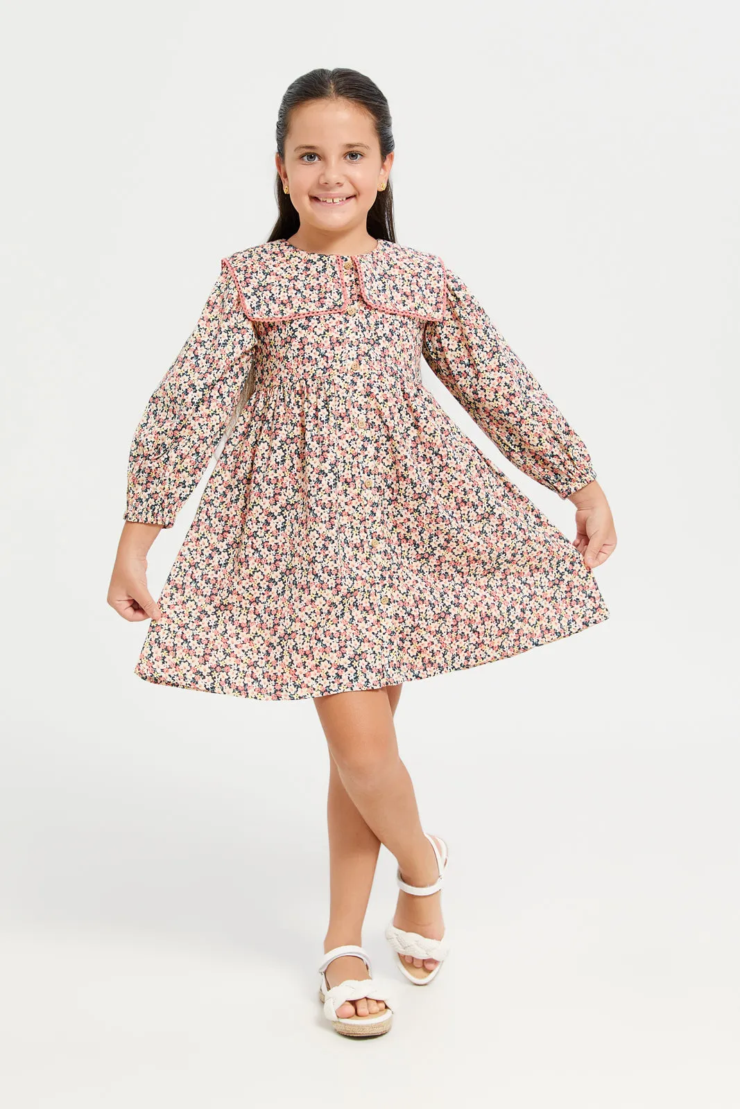 Girls MultiColour Printed Dress