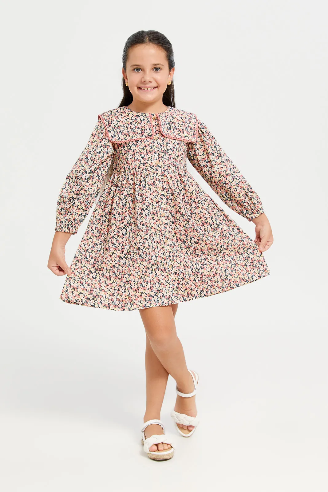 Girls MultiColour Printed Dress